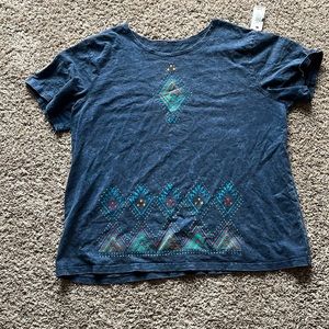 Wide neck Native style print Tshirt